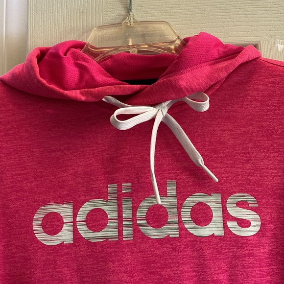 ADIDAS💖PINK LONG SLEEVE PULLOVER HOODIE. SIZE LARGE (NWOT)💖 - Picture 2 of 7